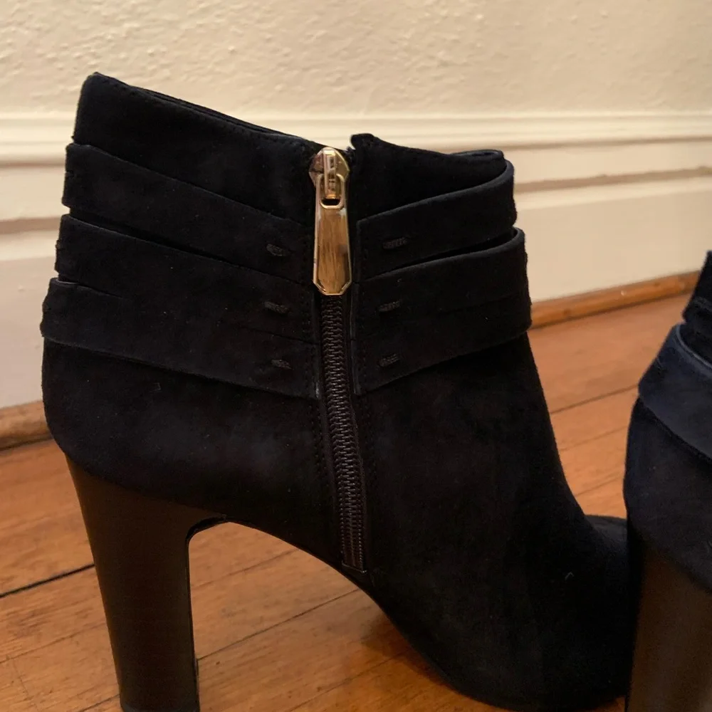 Guess Black Ankle Boots (suede) with Gold Buckles